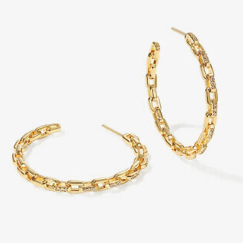 NWT 18k Yellow Gold Plated Gorgeous Hoop Earrings